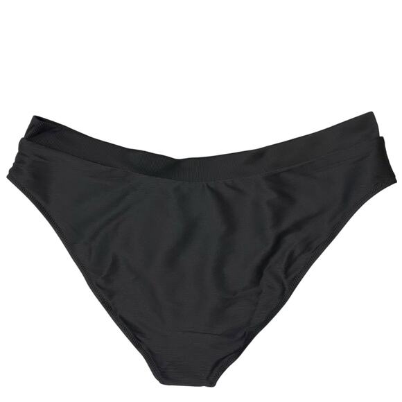 2/$15 NWT J. Crew Ribbed Cross-Front Cheeky Bikini Bottom Black Plus Size 3X - Picture 2 of 8